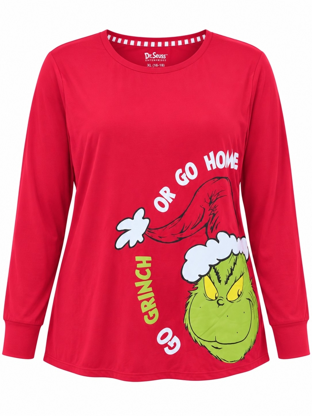 DR SEUSS THE GRINCH | Go Grinch or Go Home Christmas Pajama Top | XL 16 18